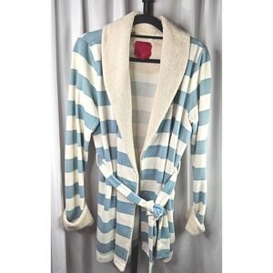 Victoria's Secret Plush Robe Striped Shawl‎ Collar Cozy Loungewear Size Small